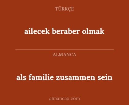 ailecek beraber olmak - als familie zusammen sein