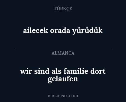 ailecek orada yürüdük - wir sind als familie dort gelaufen