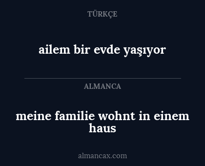 meine familie wohnt in einem haus - ailem bir evde yaşıyor