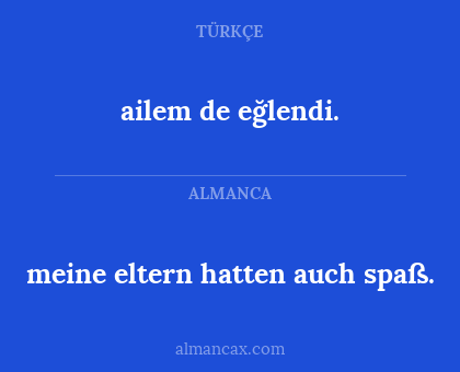 ailem de eğlendi. - meine eltern hatten auch spaß.