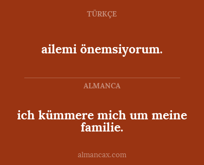 ailemi önemsiyorum. - ich kümmere mich um meine familie.