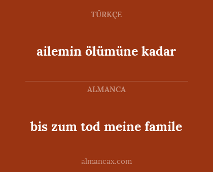 bis zum tod meine famile - ailemin ölümüne kadar
