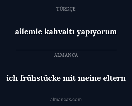 ailemle kahvaltı yapıyorum - ich frühstücke mit meine eltern