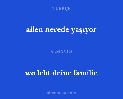 wo lebt deine familie - ailen nerede yaşıyor