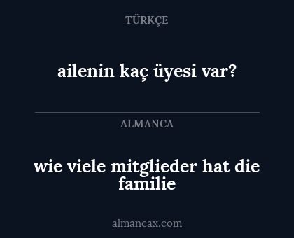 wie viele mitglieder hat die familie - ailenin kaç üyesi var?