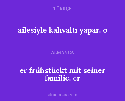 er frühstückt mit seiner familie. er - ailesiyle kahvaltı yapar. o
