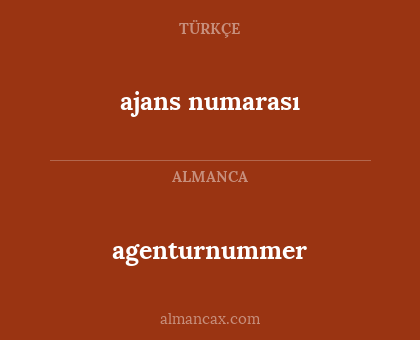 agenturnummer - ajans numarası