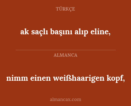 nimm einen weißhaarigen kopf, - ak saçlı başını alıp eline,