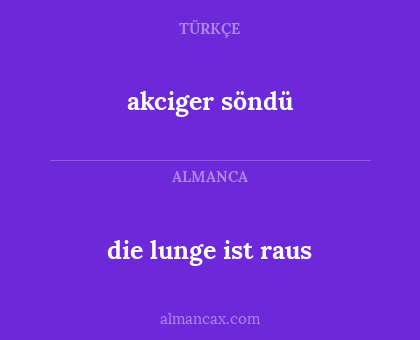 die lunge ist raus - akciger söndü