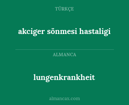 lungenkrankheit - akciger sönmesi hastaligi