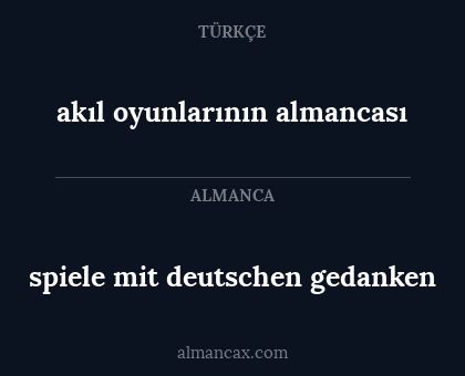 akıl oyunlarının almancası - spiele mit deutschen gedanken