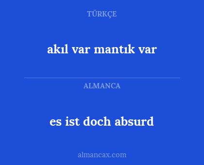 es ist doch absurd - akıl var mantık var