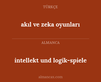 intellekt und logik-spiele - akıl ve zeka oyunları