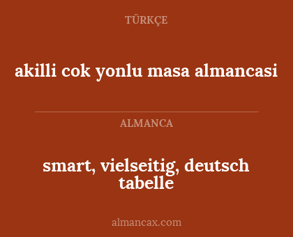 smart, vielseitig, deutsch tabelle - akilli cok yonlu masa almancasi