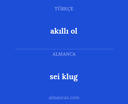 akıllı ol - sei klug