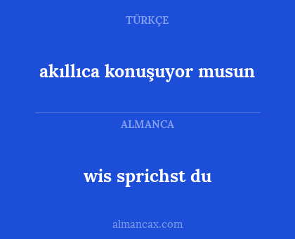 akıllıca konuşuyor musun - wis sprichst du