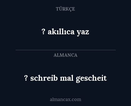 ? schreib mal gescheit - ? akıllıca yaz