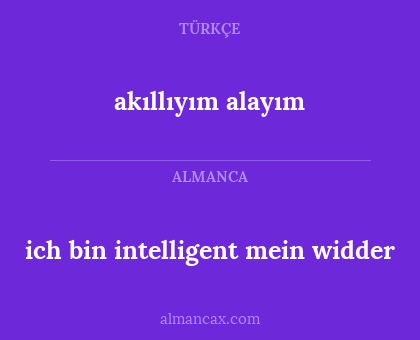 ich bin intelligent mein widder - akıllıyım alayım