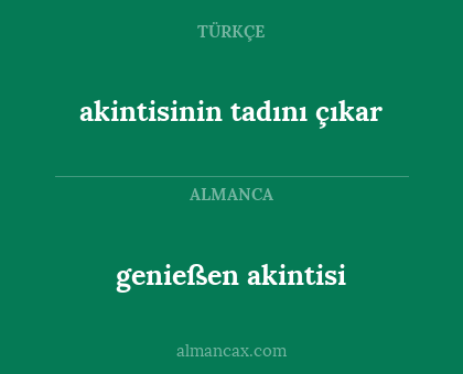 genießen akintisi - akintisinin tadını çıkar