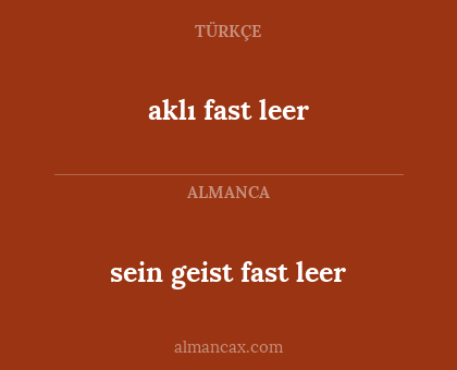 sein geist fast leer - aklı fast leer