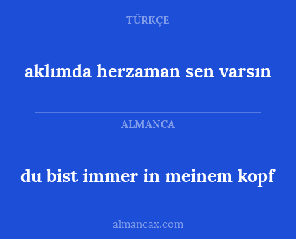 aklımda herzaman sen varsın - du bist immer in meinem kopf