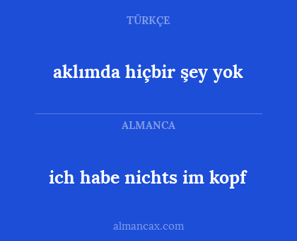ich habe nichts im kopf - aklımda hiçbir şey yok
