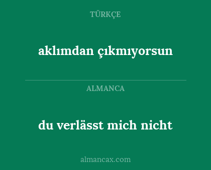du verlässt mich nicht - aklımdan çıkmıyorsun