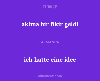 aklına bir fikir geldi - ich hatte eine idee
