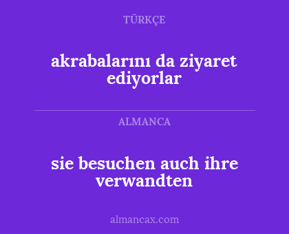 sie besuchen auch ihre verwandten - akrabalarını da ziyaret ediyorlar