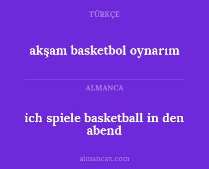 akşam basketbol oynarım - ich spiele basketball in den abend