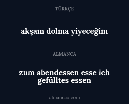 zum abendessen esse ich gefülltes essen - akşam dolma yiyeceğim