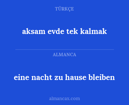 eine nacht zu hause bleiben - aksam evde tek kalmak