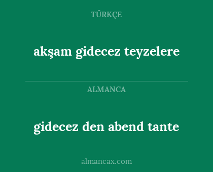 gidecez den abend tante - akşam gidecez teyzelere