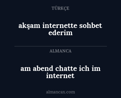 am abend chatte ich im internet - akşam internette sohbet ederim