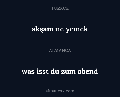 akşam ne yemek - was isst du zum abend