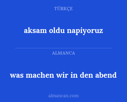 aksam oldu napiyoruz - was machen wir in den abend