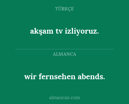 wir fernsehen abends. - akşam tv izliyoruz.