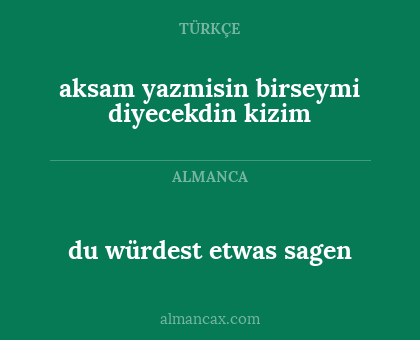 du würdest etwas sagen - aksam yazmisin birseymi diyecekdin kizim