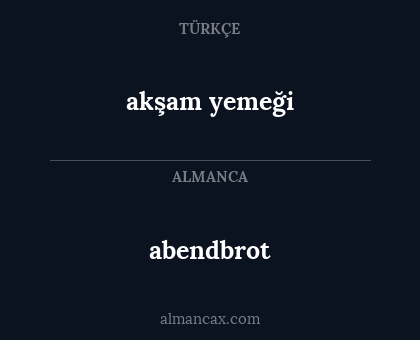 akşam yemeği - abendbrot