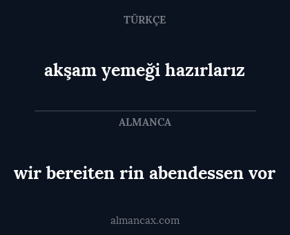 akşam yemeği hazırlarız - wir bereiten rin abendessen vor