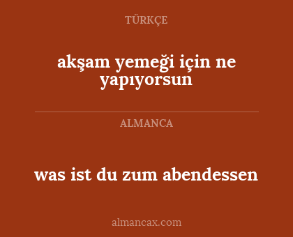 akşam yemeği için ne yapıyorsun - was ist du zum abendessen