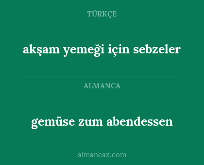 akşam yemeği için sebzeler - gemüse zum abendessen