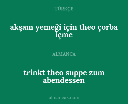 akşam yemeği için theo çorba içme - trinkt theo suppe zum abendessen