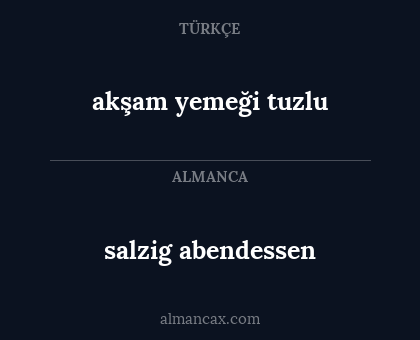 salzig abendessen - akşam yemeği tuzlu