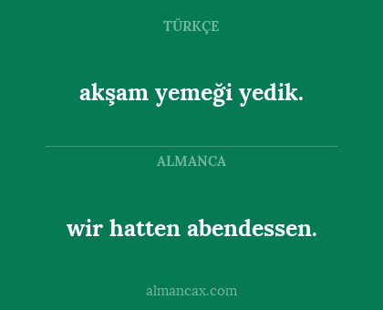 wir hatten abendessen. - akşam yemeği yedik.
