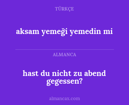 hast du nicht zu abend gegessen? - aksam yemeği yemedin mi