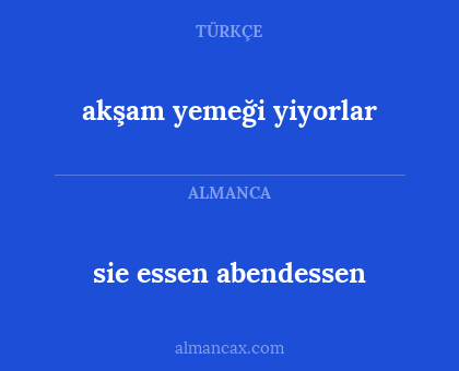 akşam yemeği yiyorlar - sie essen abendessen