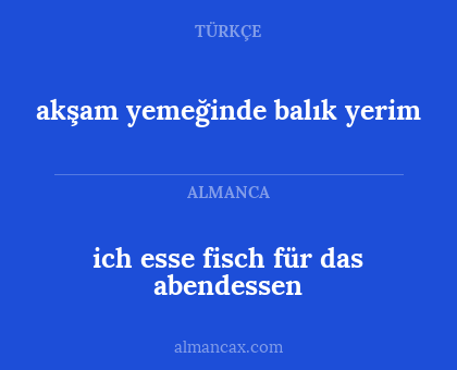 ich esse fisch für das abendessen - akşam yemeğinde balık yerim