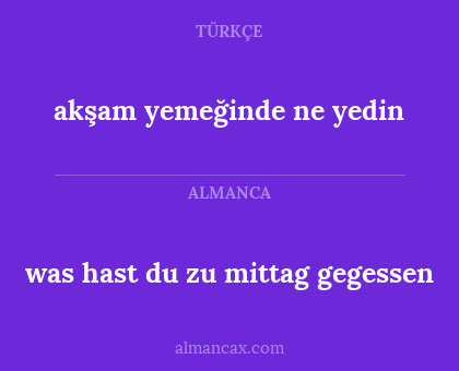 was hast du zu mittag gegessen - akşam yemeğinde ne yedin