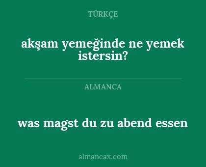 was magst du zu abend essen - akşam yemeğinde ne yemek istersin?